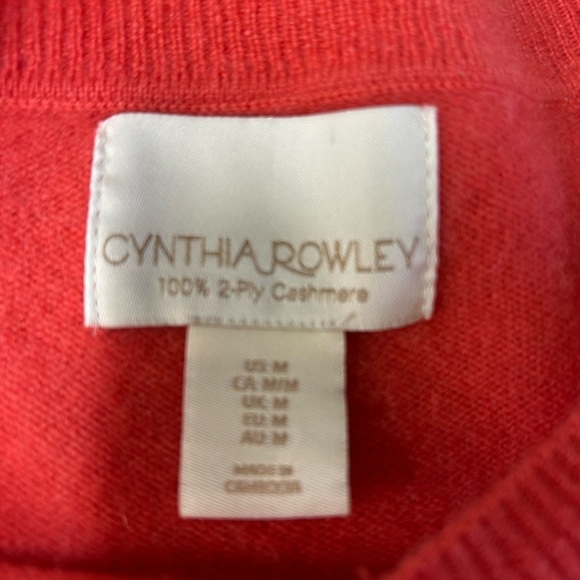 Cynthia Rowley Women 100% Cashmere Coral Pink Star Sweater Size M - Picture 3 of 5
